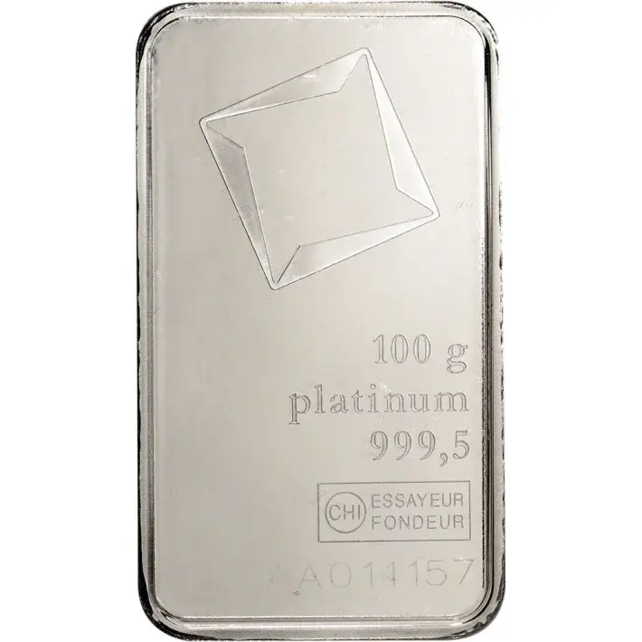 100 gram Platinum Bar - Valcambi Suisse - 999.5 Fine in Sealed Assay #3