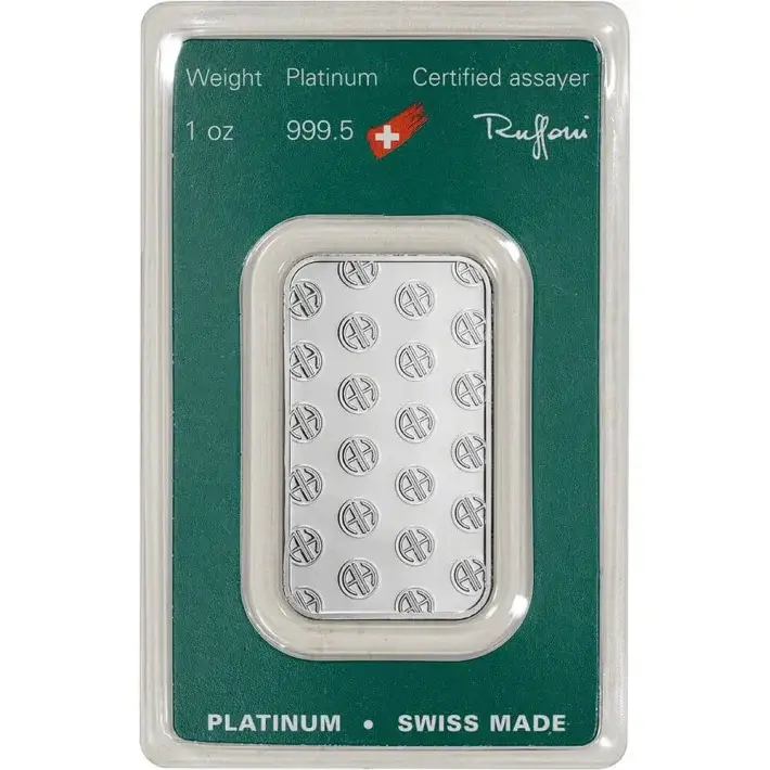 1 oz. Platinum Bar - Argor Heraeus - 999.5 Fine in Assay #4