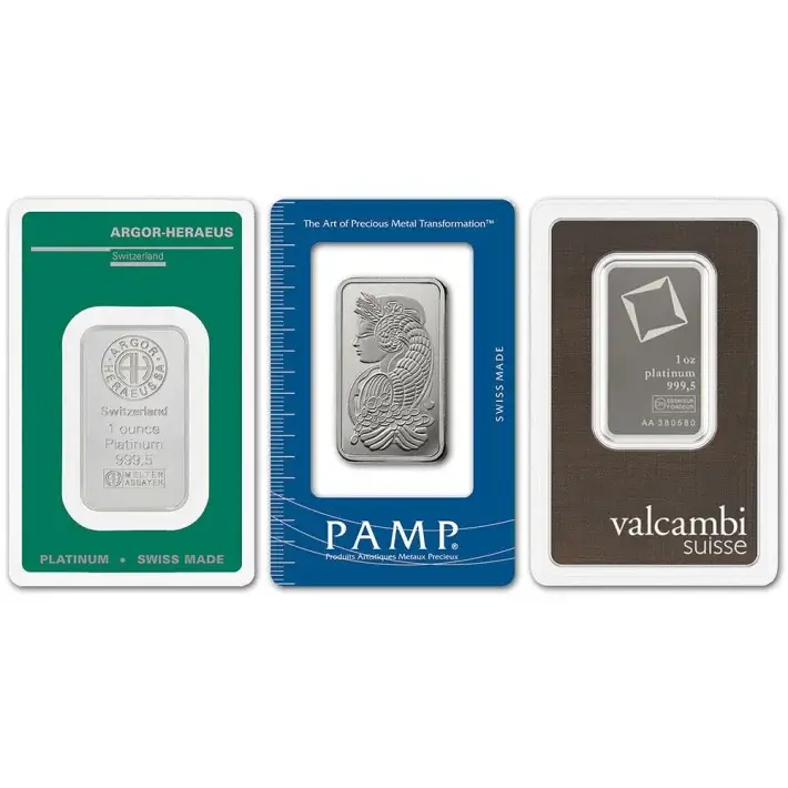 1 oz Platinum Bar - Random Brand - Secondary Market - 999.5 Fine in Assay #1
