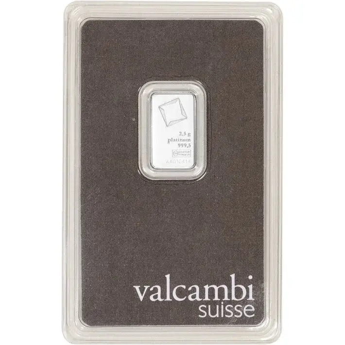 2.5 gram Platinum Bar - Valcambi Suisse - 999.5 Fine in Sealed Assay #1