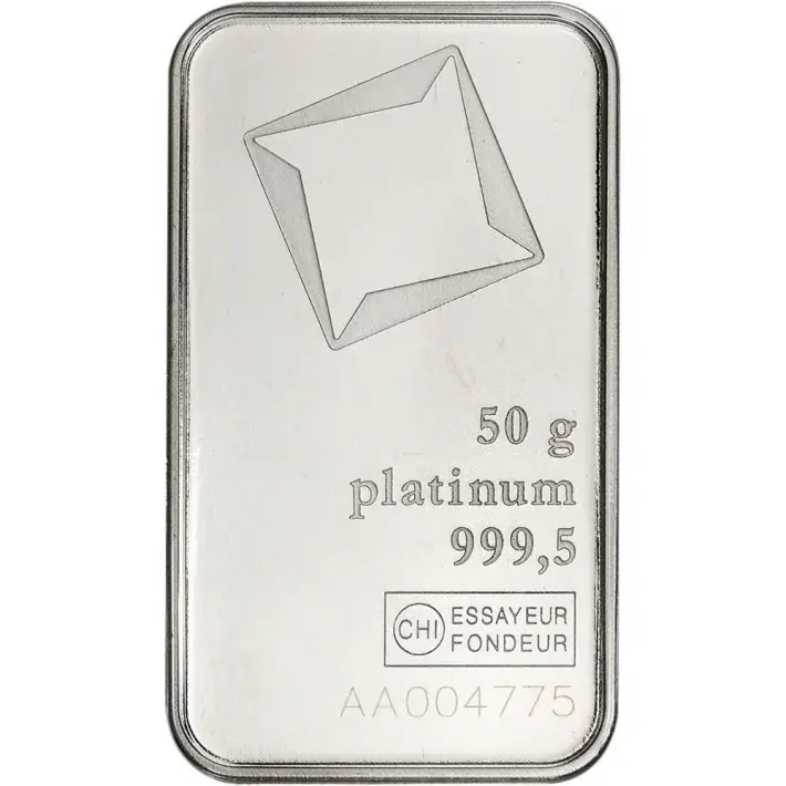 50 gram Platinum Bar - Valcambi Suisse - 999.5 Fine in Sealed Assay #2