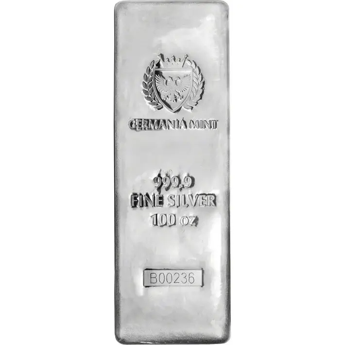 100 oz Germania Mint Silver Bar 9999 Fine #1
