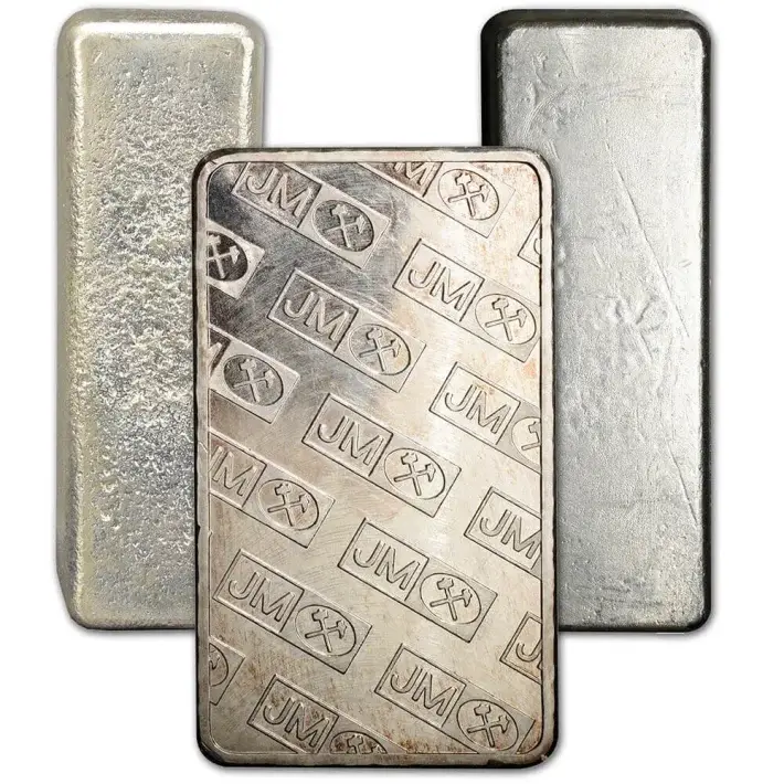 100 oz JM Silver Bar - Johnson Matthey .999 Fine Random Design #2