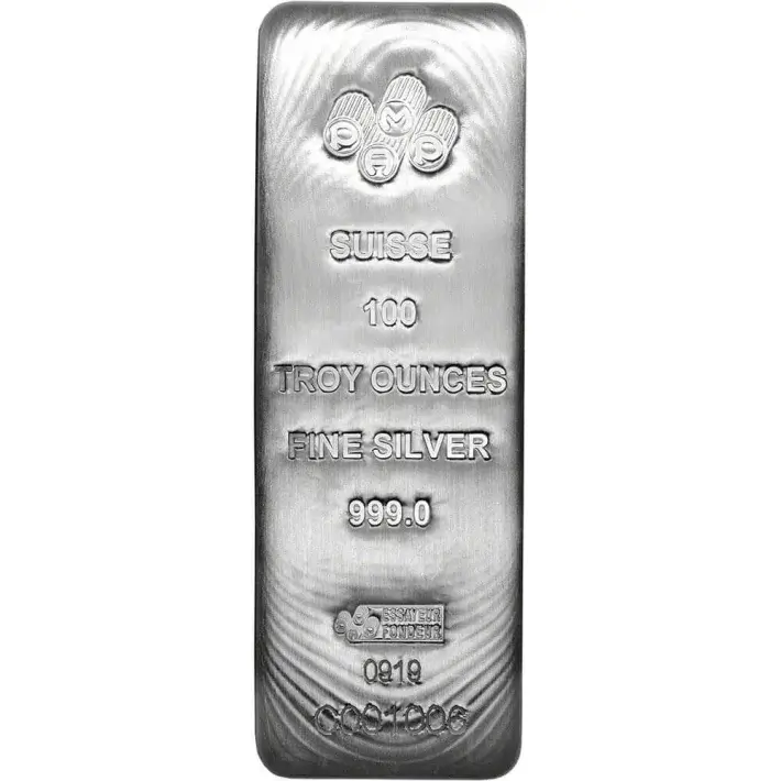100 oz Silver Bar - PAMP Suisse .999 Fine with Assay Certificate #1