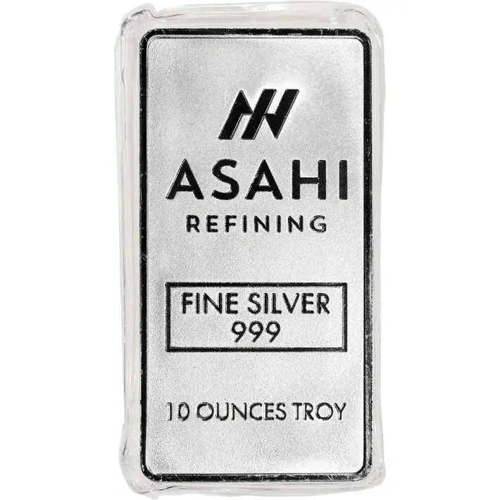 TWO (2) 10 oz Silver Bar - Asahi Refining .999 Fine #2