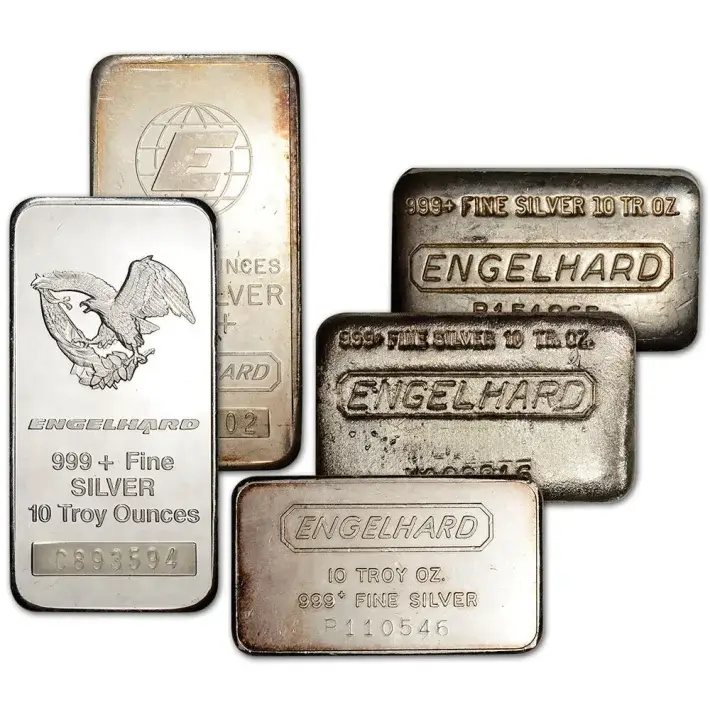 10 oz Silver Bar - Engelhard .999 Fine - Random Design #1