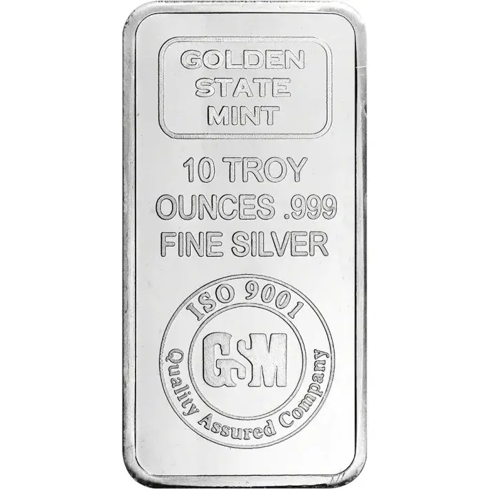 10 oz. Golden State Mint Silver Bar - .999 Fine #1