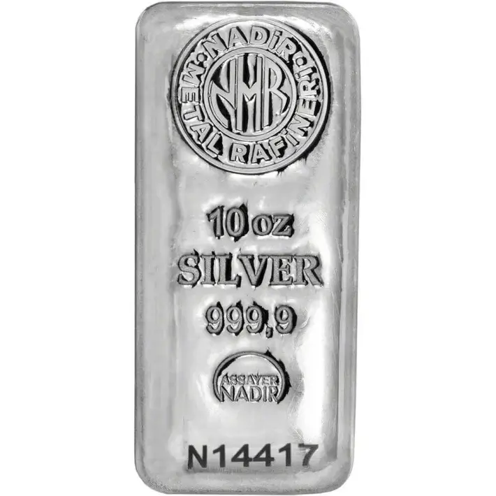 10 oz. Nadir Metal Rafineri Refinery Silver Bar - 999.9 Fine #1