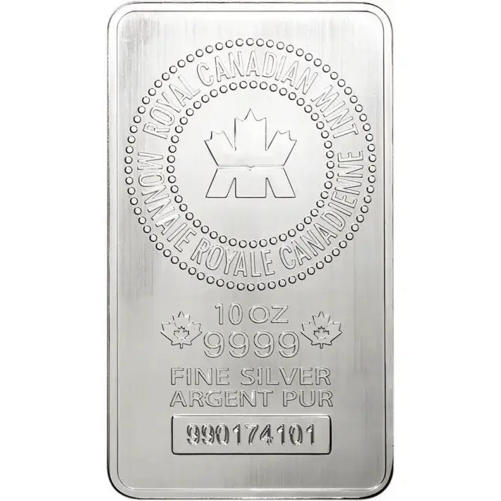 TEN (10) 10 oz. RCM Silver Bar - Royal Canadian Mint .9999 Fine #3