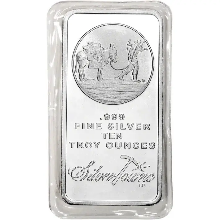 10 oz. SilverTowne Silver Bar - Trademark Prospector Design - 999 Fine #2
