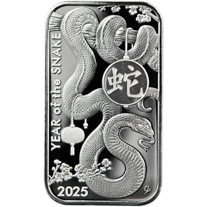 1 oz Silver Bar - Asahi Refining - Lunar Snake .999 Fine #1
