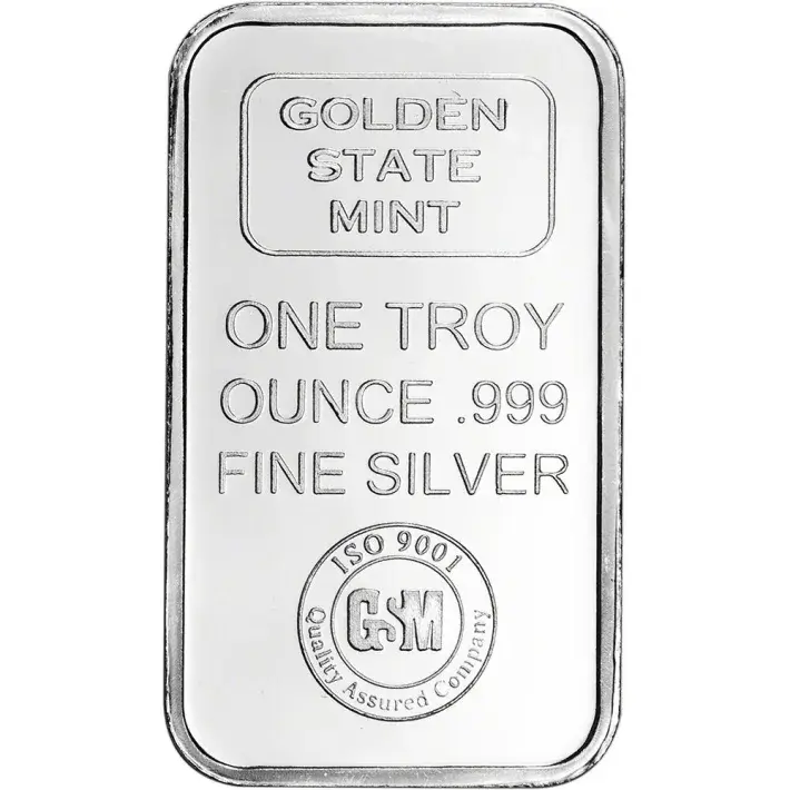 1 oz. Golden State Mint Silver Bar .999 Fine #1