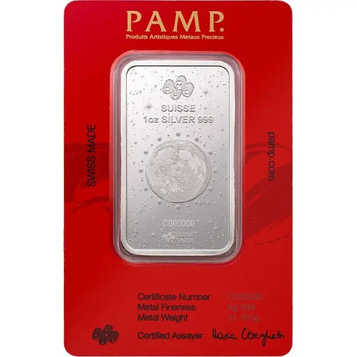 1 oz Silver Bar - PAMP Suisse - Lunar Legends White Snake .999 Fine in Assay #5