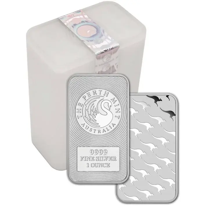 TWENTY (20) 1 oz Silver Bar - Perth Mint Kangaroo .9999 Fine in Plastic Tube #1