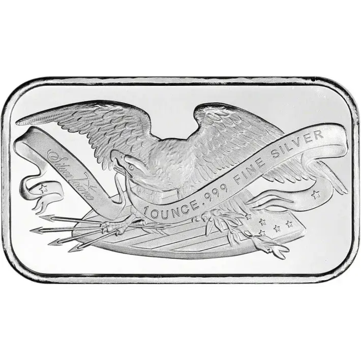TWENTY 1 oz. SilverTowne Silver Bar - Retro Bald Eagle Design - 999 Fine #2