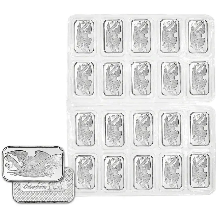 TWENTY 1 oz. SilverTowne Silver Bar - Retro Bald Eagle Design - 999 Fine #1