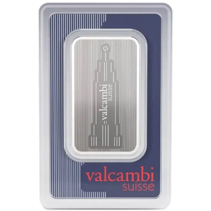 1 oz Silver Bar Valcambi Suisse Skyline .999 Fine in Sealed Assay Card #1