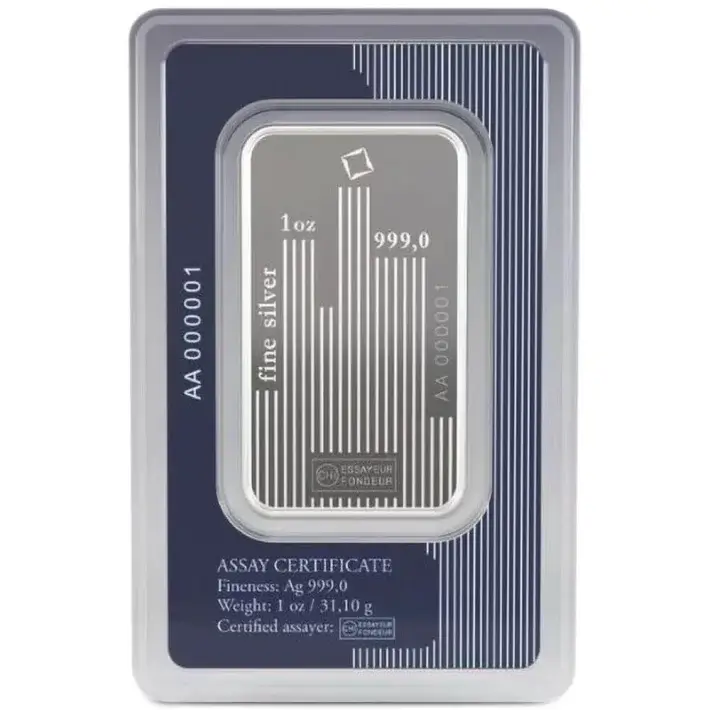 TEN (10) 1 oz Silver Bar Valcambi Suisse Skyline .999 Fine in Sealed Assay Card #5