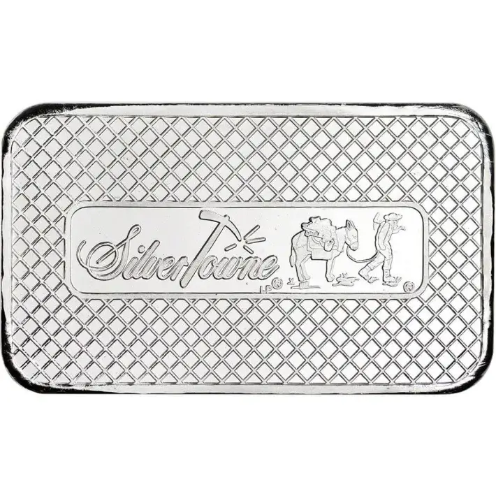 TEN 5 oz. SilverTowne Silver Bar - Trademark Prospector Design - 999 Fine #3