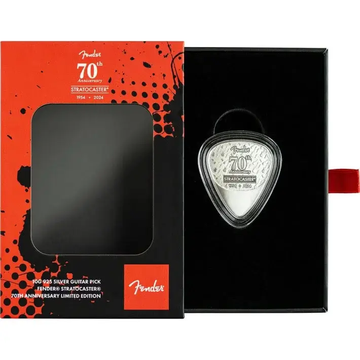 2024 10 gram PAMP Suisse Sterling Silver Fender 351 Heavy Guitar Pick in OGP #2