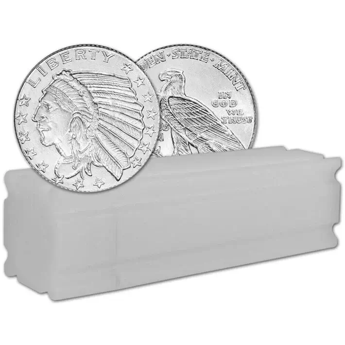 1/10 oz Golden State Mint Silver Round Incuse Indian .999 Fine Tube of 50 #1