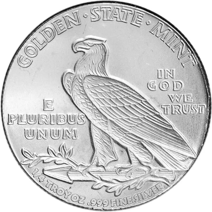 1/4 oz Golden State Mint Silver Round Incuse Indian .999 Fine Tube of 20 #3