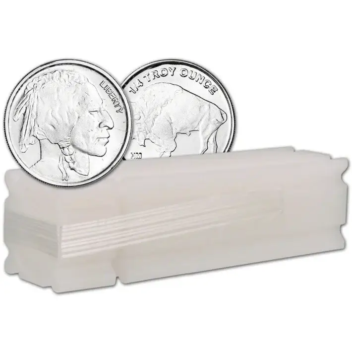 TWENTY FIVE (25) 1/4 oz Highland Mint Silver Round Buffalo .999  Roll Tube of 25 #1