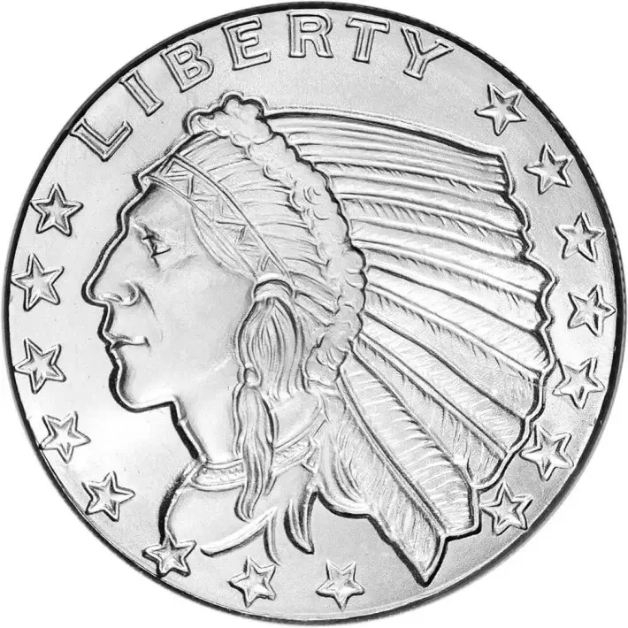 1/2 oz Golden State Mint Silver Round Incuse Indian .999 Fine Tube of 20 #3