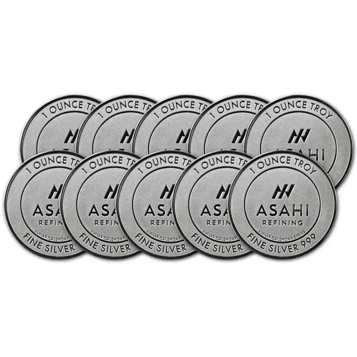 TEN (10) 1 oz Silver Round - Asahi Lunar Snake Design .999 Fine #1