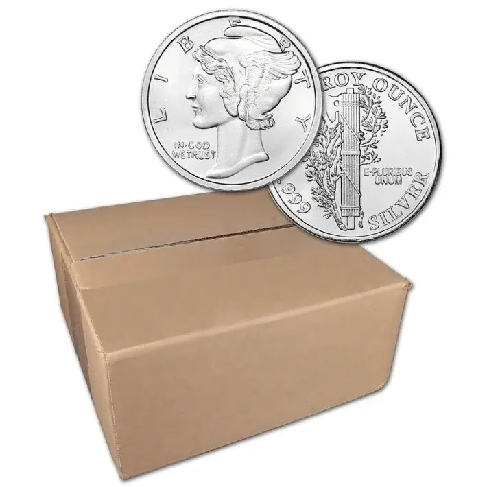 1 oz Silver Round CNT Mercury Dime Design .999 Fine Sealed Box of 500 #1