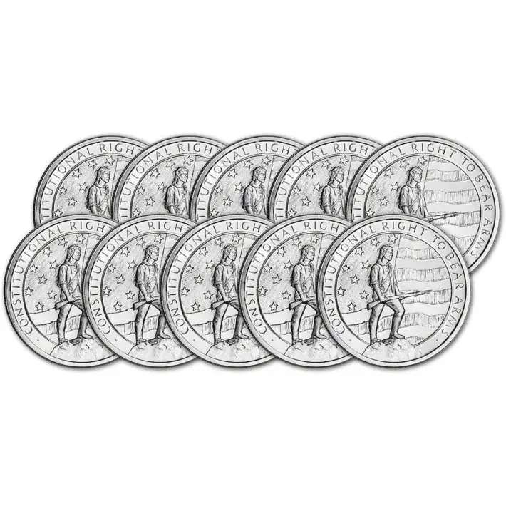 TEN (10) 1 oz. Golden State Mint Silver Round 2nd Amendment .999 Fine #1