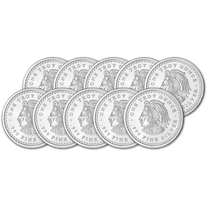 TEN (10) 1 oz. Golden State Mint Silver Round Aztec Calendar .999 Fine #1