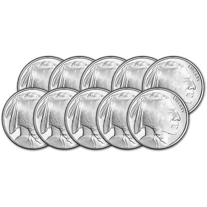 TEN (10) 1 oz. Golden State Mint Silver Round Buffalo Design .999 Fine #1