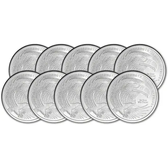 TEN (10) 1 oz. Golden State Mint Silver Round Eagle Design .999 Fine #1