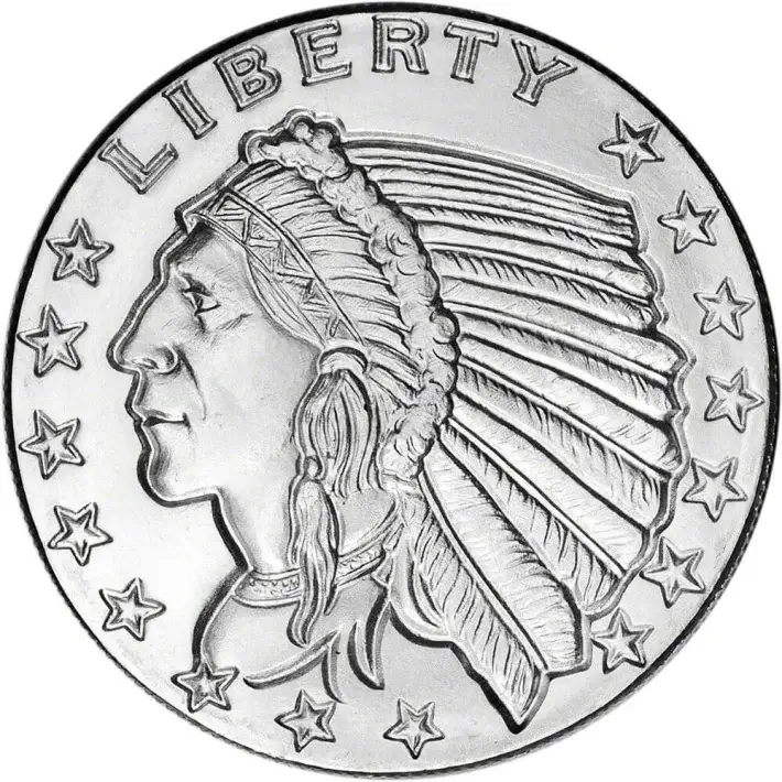 1 oz Golden State Mint Silver Round Incuse Indian .999 Fine Tube of 20 #2