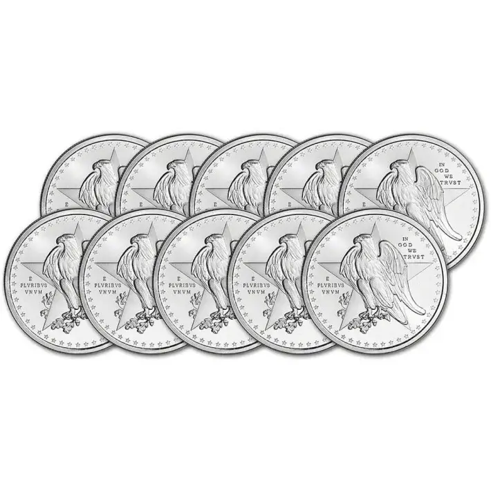 TEN (10) 1 oz Golden State Mint Silver Round Texas Commemorative .999 Fine #1