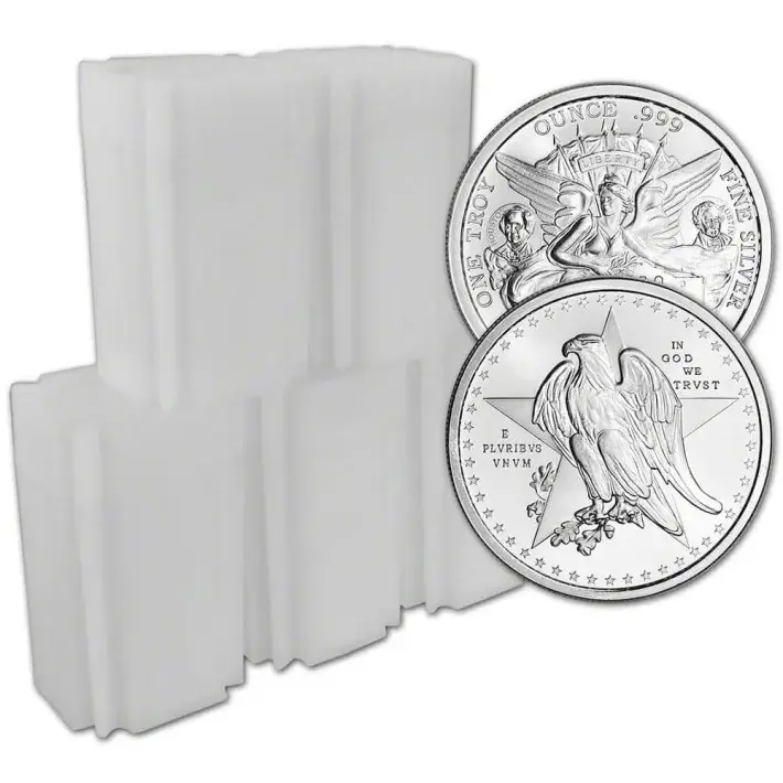 100 pc 1 oz Golden State Mint Silver Round Texas Commem .999 Fine 5 Tubes of 20 #1