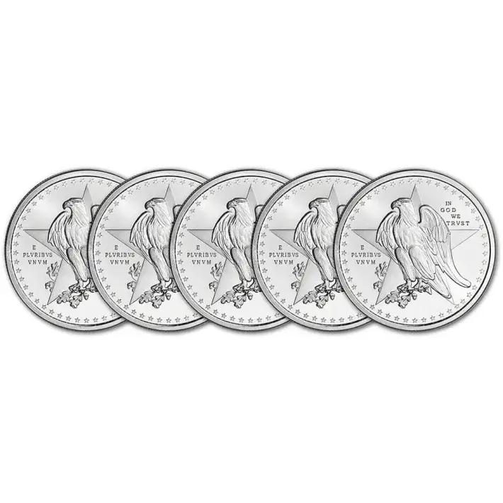 FIVE (5) 1 oz Golden State Mint Silver Round Texas Commemorative .999 Fine #1
