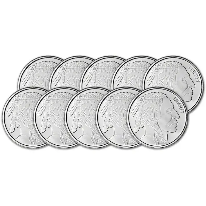 TEN 1 oz. SilverTowne Silver Round - Buffalo Design - 999 Fine #1
