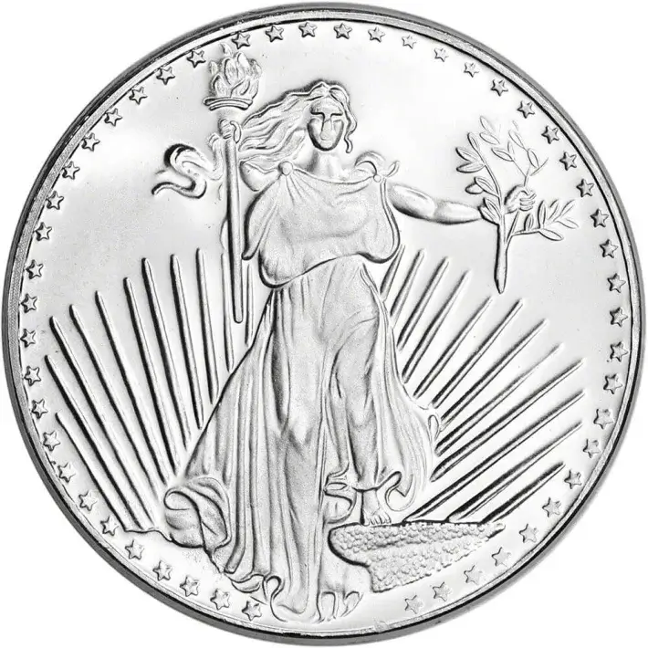 FIVE (5) 1 oz. Silvertowne Silver Round Saint-Gaudens Design .999 Fine Silver #2