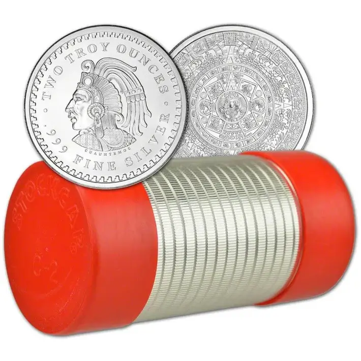 2 oz. Golden State Mint Silver Round Aztec Calendar .999 Fine Tube of 25 #1