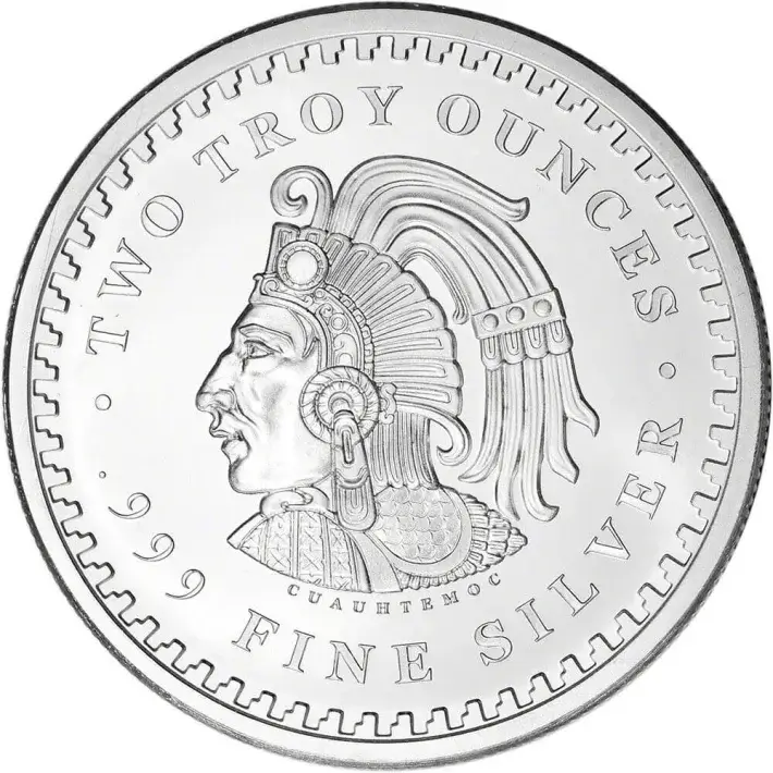 FIVE (5) 2 oz. Golden State Mint Silver Round Aztec Calendar .999 Fine #2