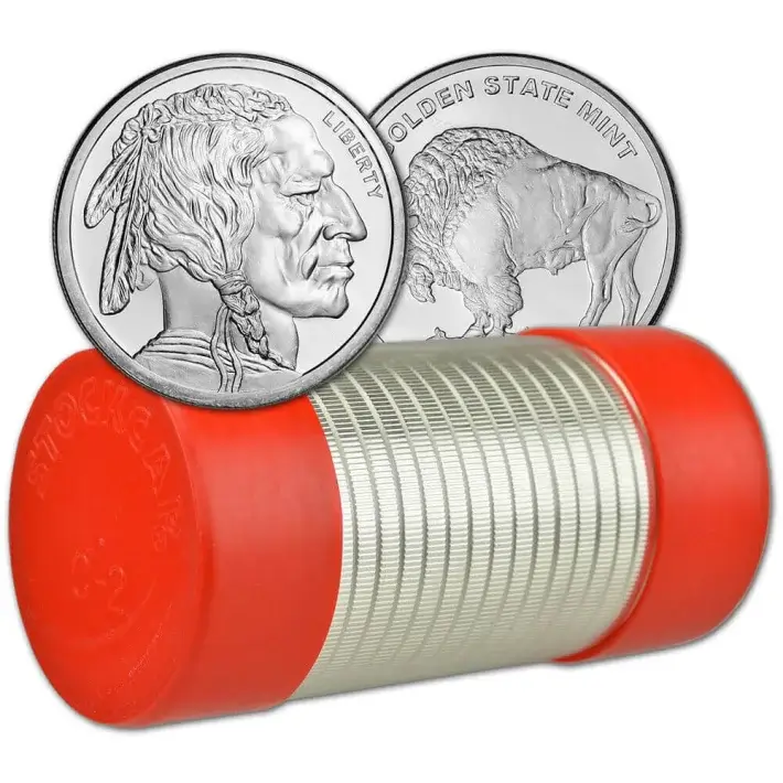 2 oz Golden State Mint Silver Round Buffalo Design .999 Fine Tube of 25 #1