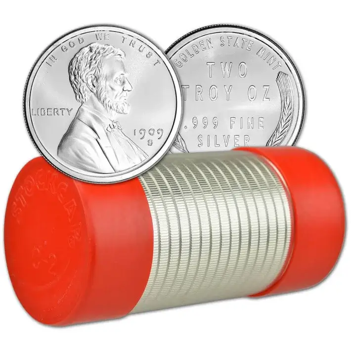2 oz Golden State Mint Silver Round Lincoln Cent Design .999 Fine Tube of 25 #1
