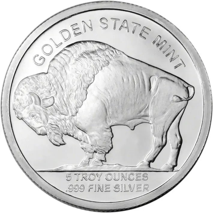 5 oz. Golden State Mint Silver Round Buffalo Design .999 Fine #2