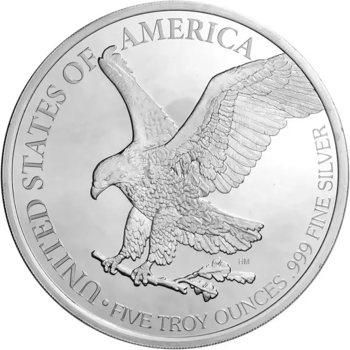 5 oz Highland Mint Silver Round - American Eagle Design .999 Fine #2