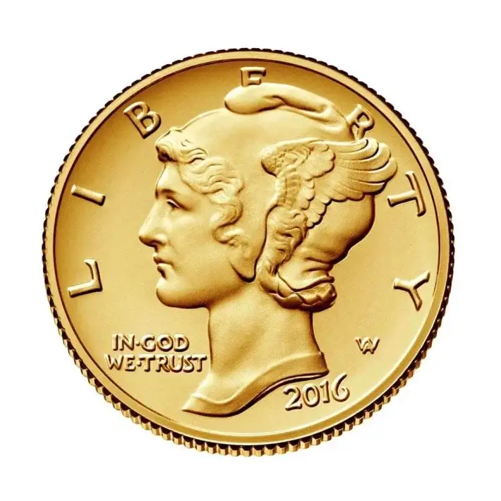 2016 W US Gold Mercury Dime Centennial 1/10 oz in OGP #3