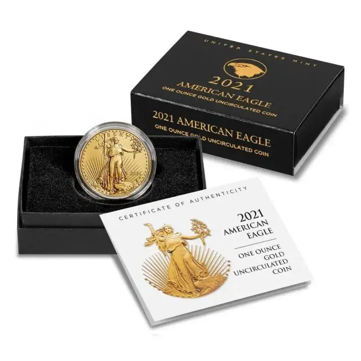 2021 W American Gold Eagle Type 2 Burnished 1 oz $50 in OGP #1