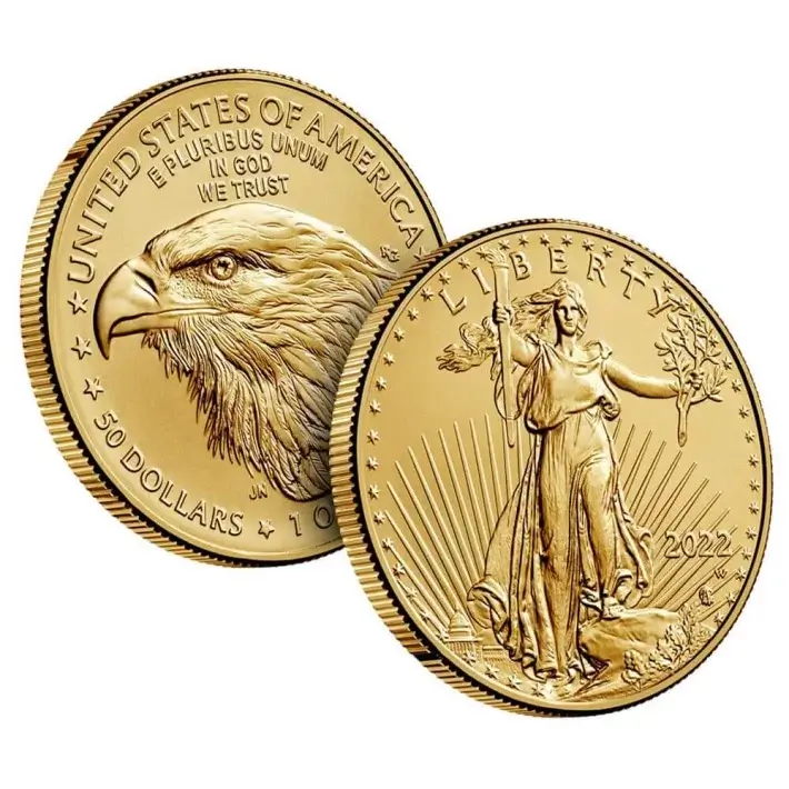 2022 W American Gold Eagle 1 oz $50 Uncirculated Coin - Burnished in OGP #3