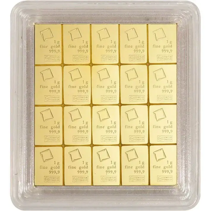 Valcambi Suisse 20x1 Gram Gold CombiBar (0.64 oz) with Assay Card #4